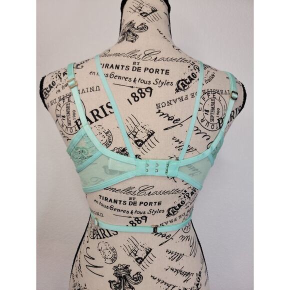 Honey Birdette Vanessa Mint Bra 34C Strappy Lace - Picture 5 of 11